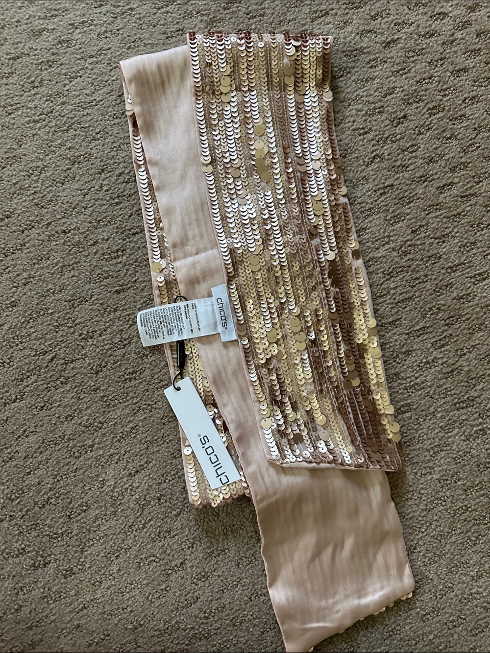 Chicos New with Tag Sequenced Pink Sash/Scarf